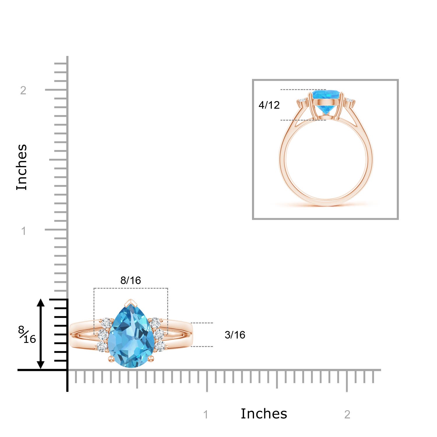 AA - Swiss Blue Topaz / 3.97 CT / 14 KT Rose Gold