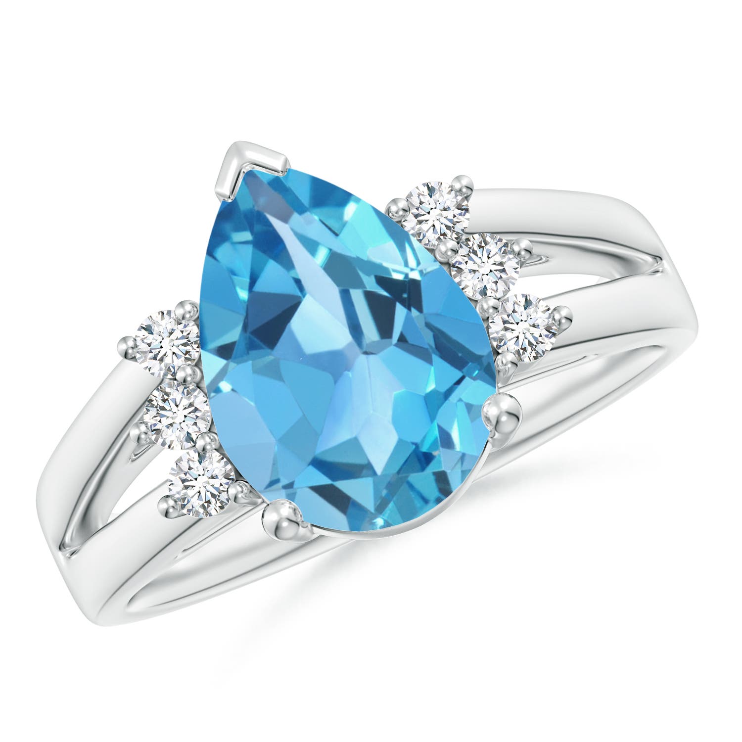 AA - Swiss Blue Topaz / 3.97 CT / 14 KT White Gold