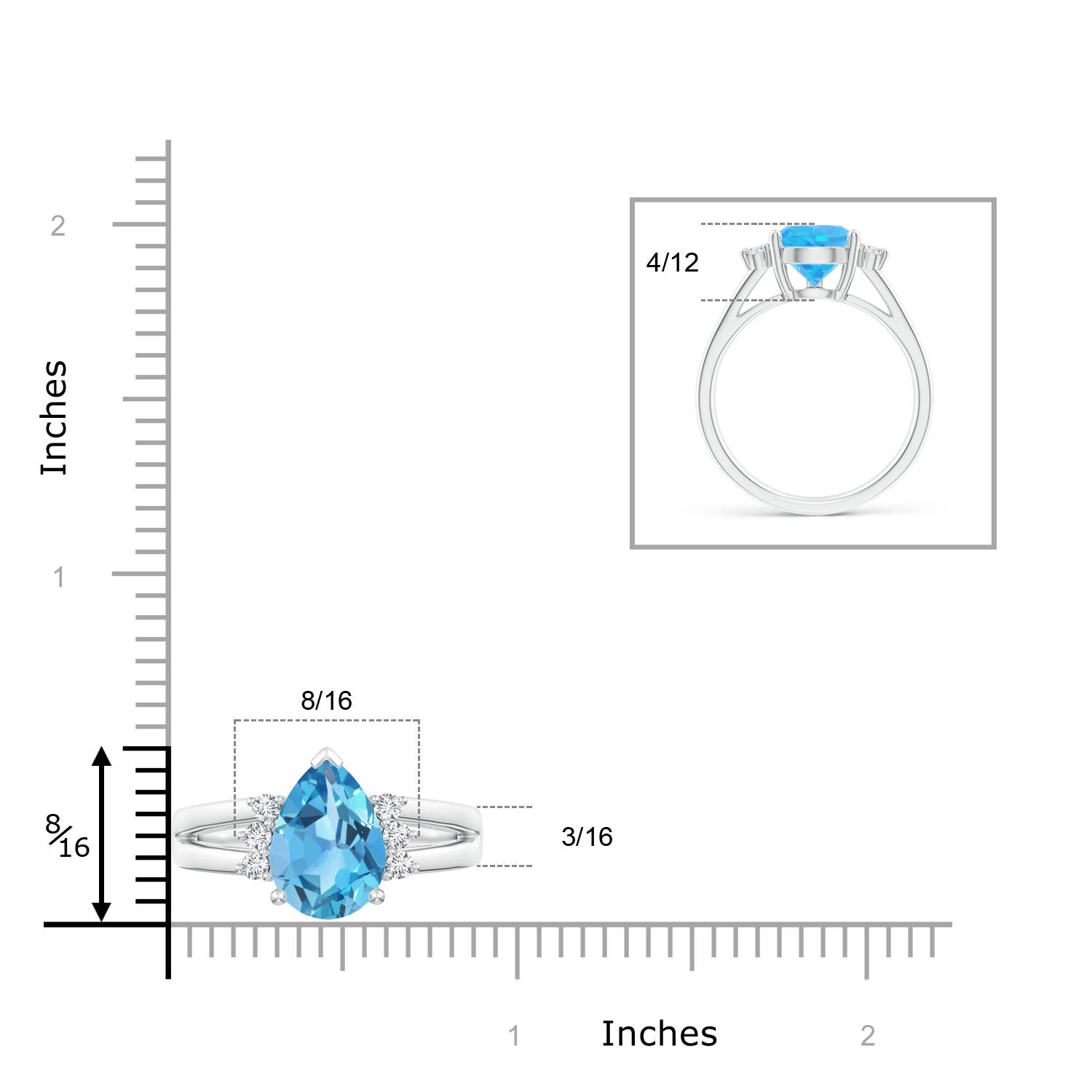 AA - Swiss Blue Topaz / 3.97 CT / 14 KT White Gold