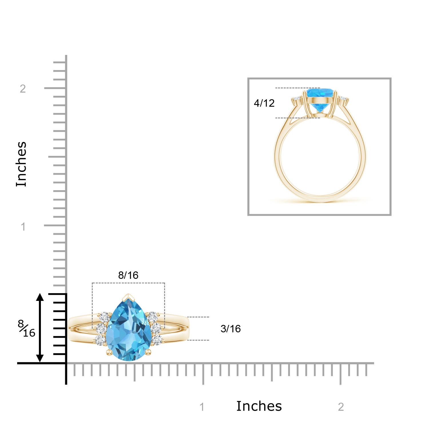 AA - Swiss Blue Topaz / 3.97 CT / 14 KT Yellow Gold