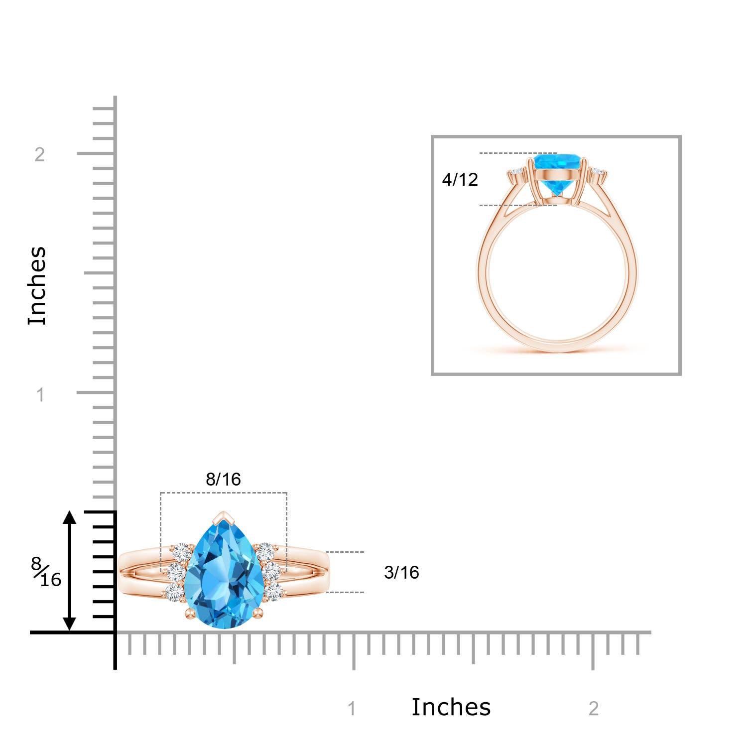 AAA - Swiss Blue Topaz / 3.97 CT / 14 KT Rose Gold