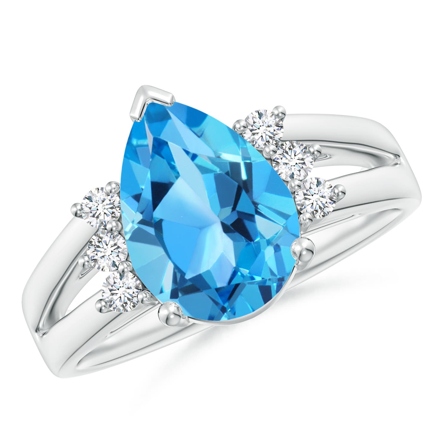 AAA - Swiss Blue Topaz / 3.97 CT / 14 KT White Gold