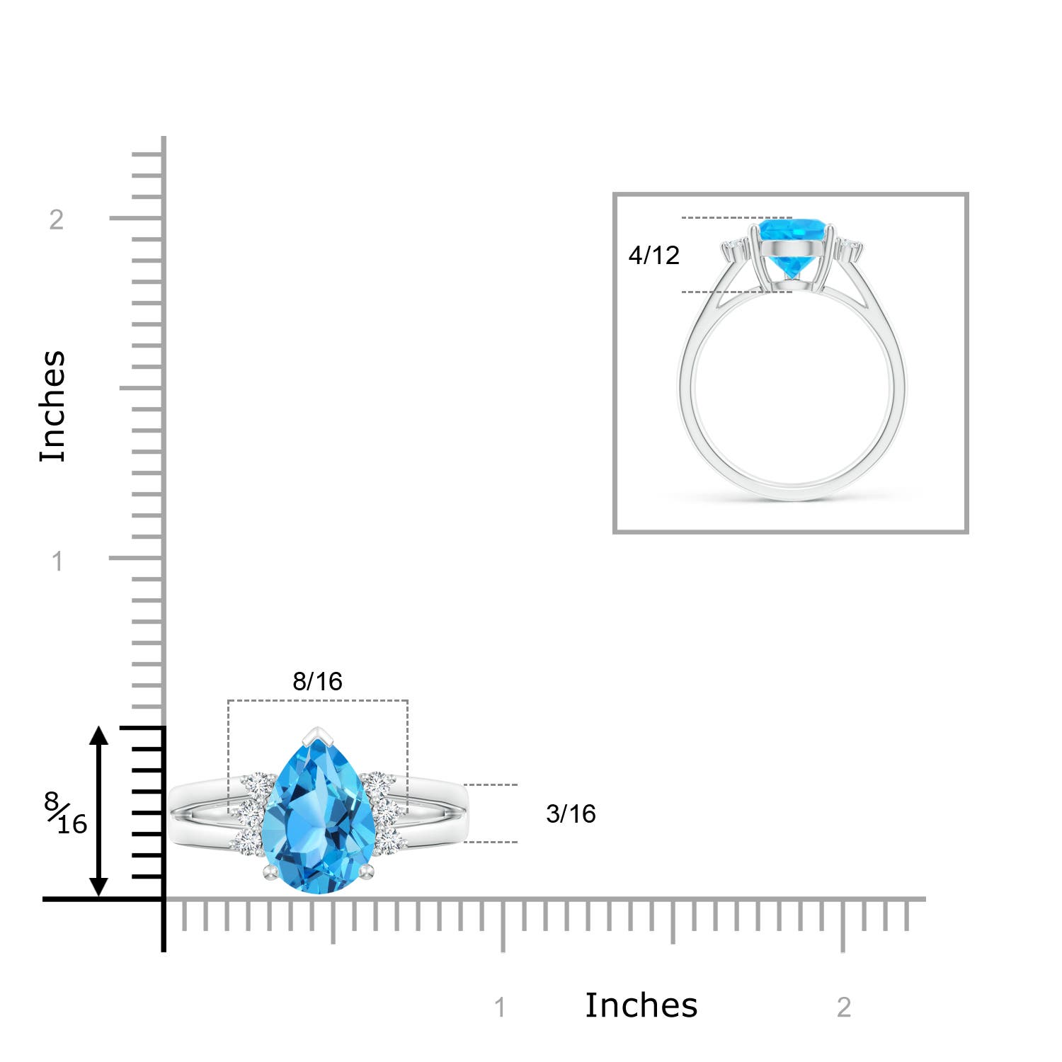 AAA - Swiss Blue Topaz / 3.97 CT / 14 KT White Gold