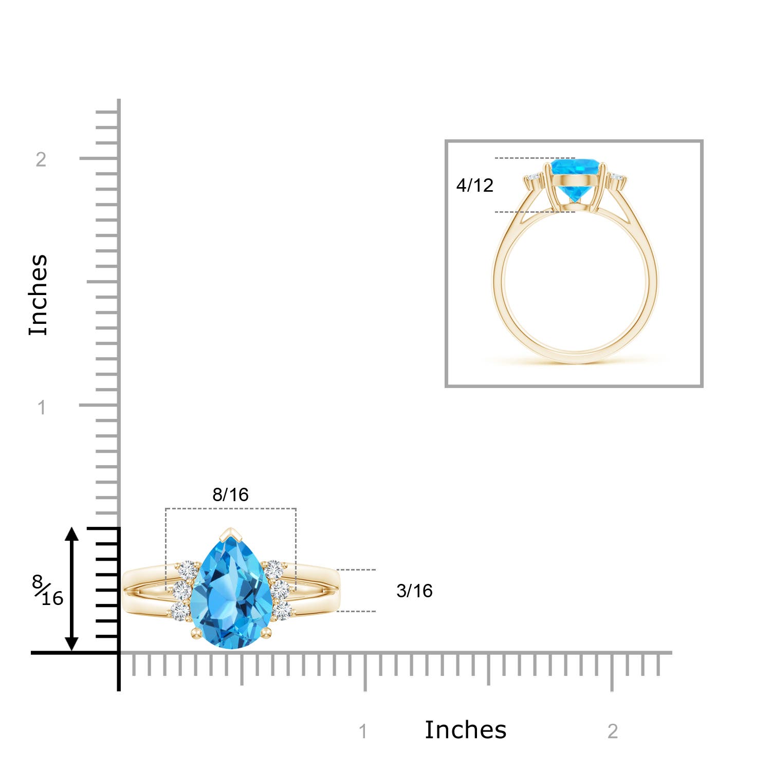 AAA - Swiss Blue Topaz / 3.97 CT / 14 KT Yellow Gold