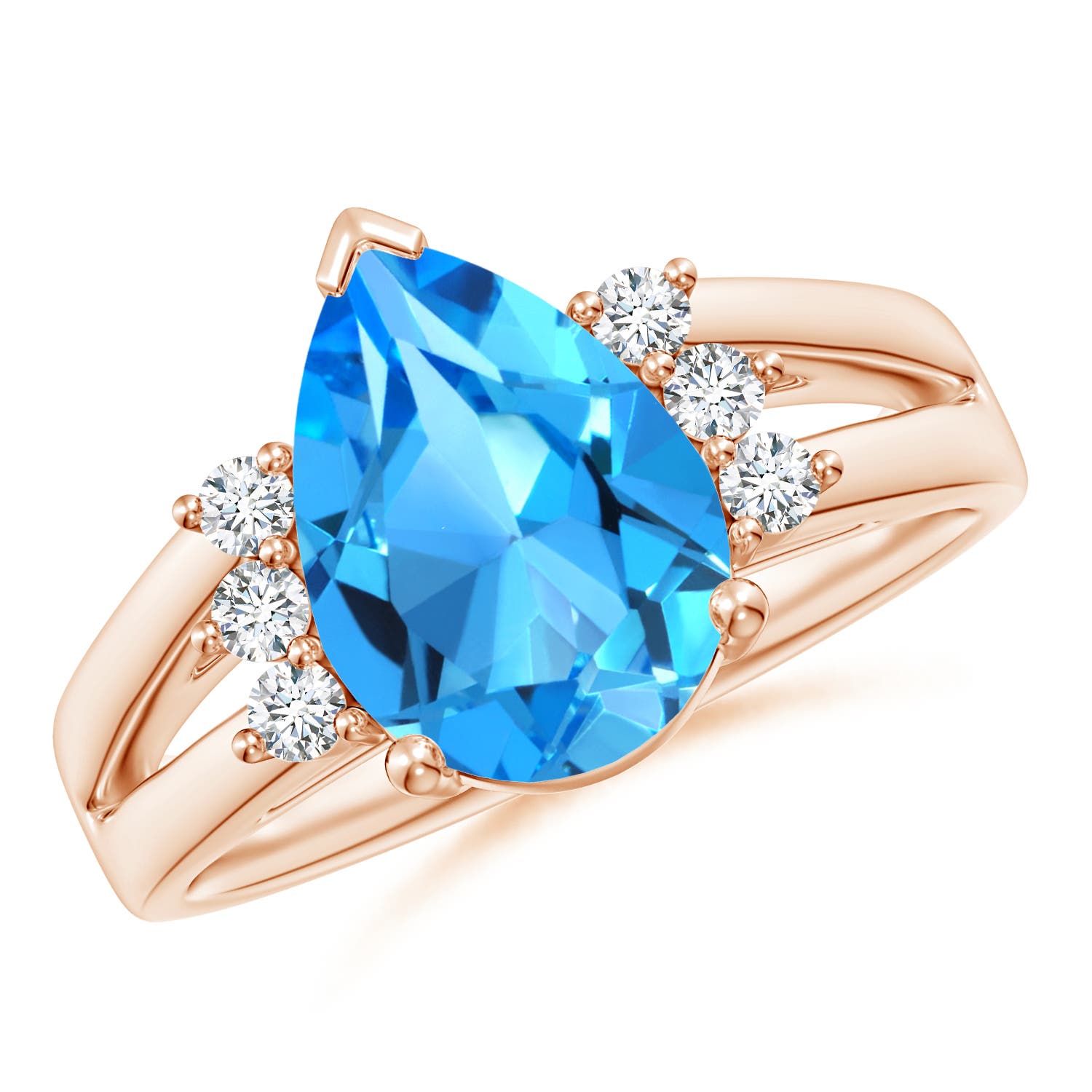 AAAA - Swiss Blue Topaz / 3.97 CT / 14 KT Rose Gold