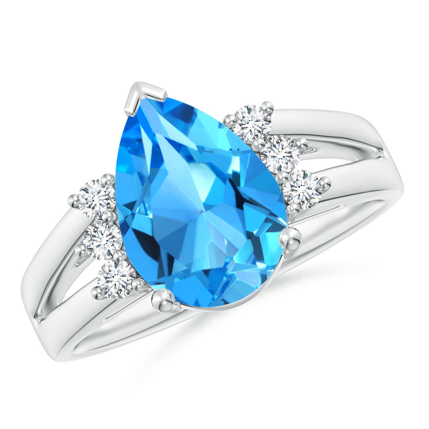 AAAA - Swiss Blue Topaz / 3.97 CT / 14 KT White Gold