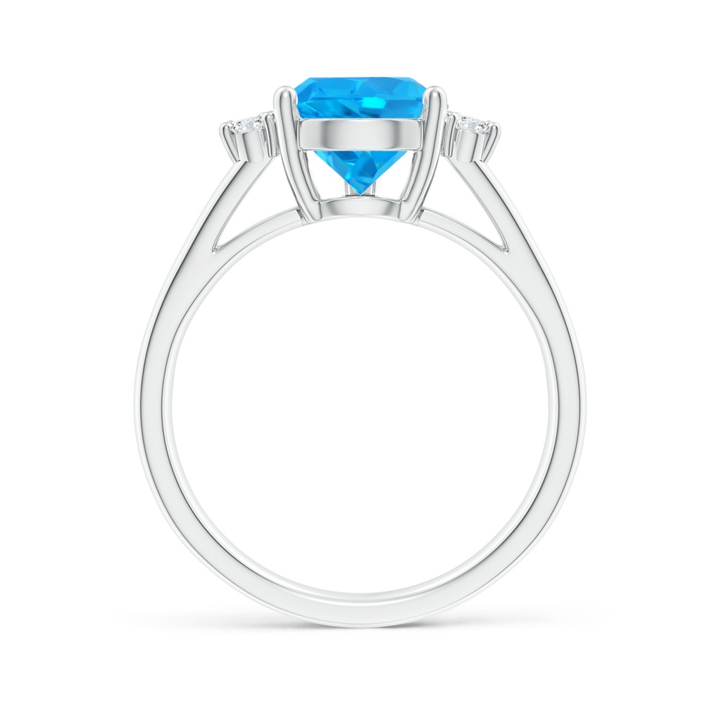 12x8mm AAAA Pear Swiss Blue Topaz Ring with Triple Diamond Accents in White Gold Side-1