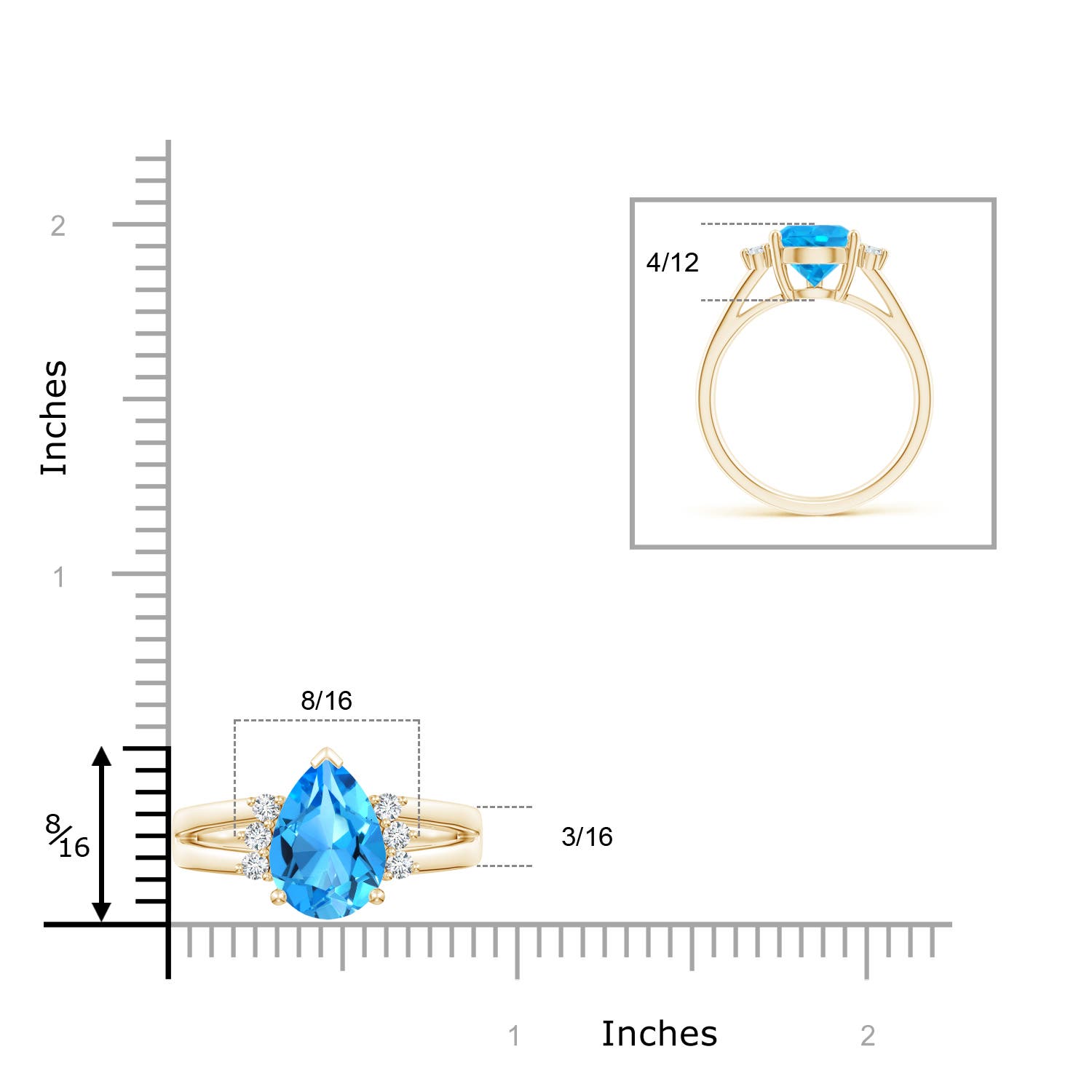 AAAA - Swiss Blue Topaz / 3.97 CT / 14 KT Yellow Gold