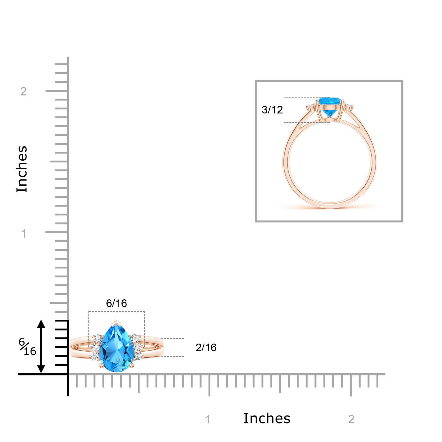 AAAA - Swiss Blue Topaz / 1.73 CT / 14 KT Rose Gold