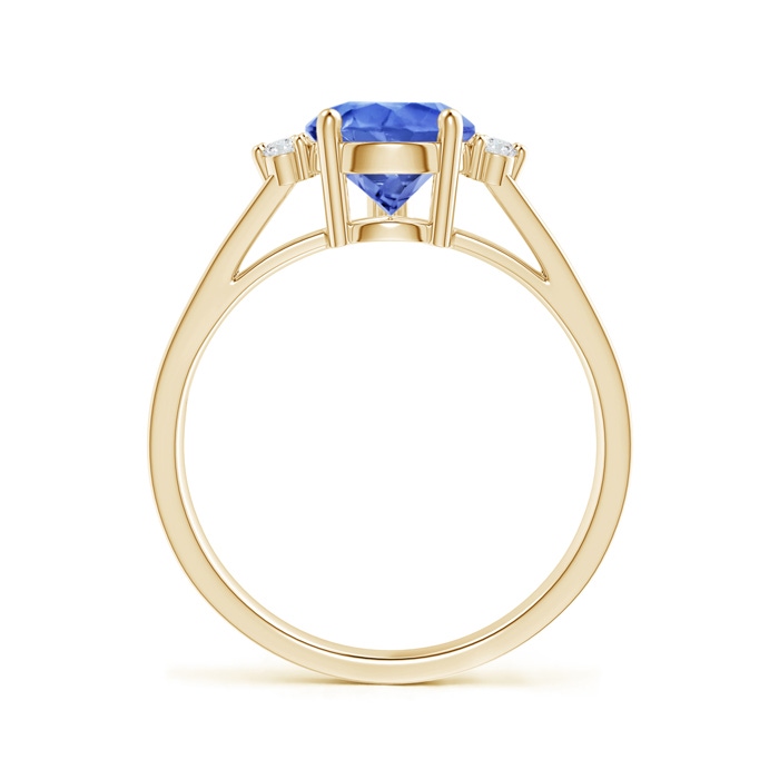 10x7mm AA Pear Tanzanite Ring with Triple Diamond Accents in Yellow Gold side-1