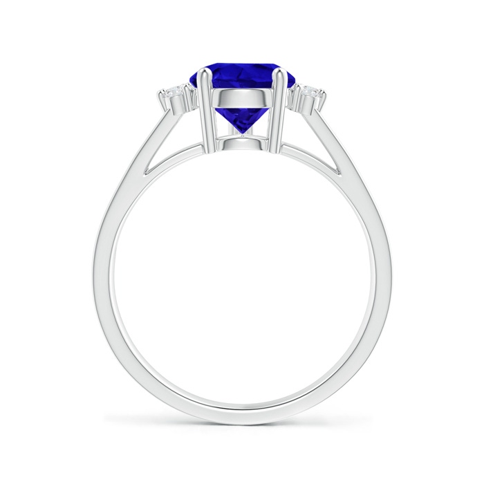 10x7mm AAAA Pear Tanzanite Ring with Triple Diamond Accents in P950 Platinum side-1