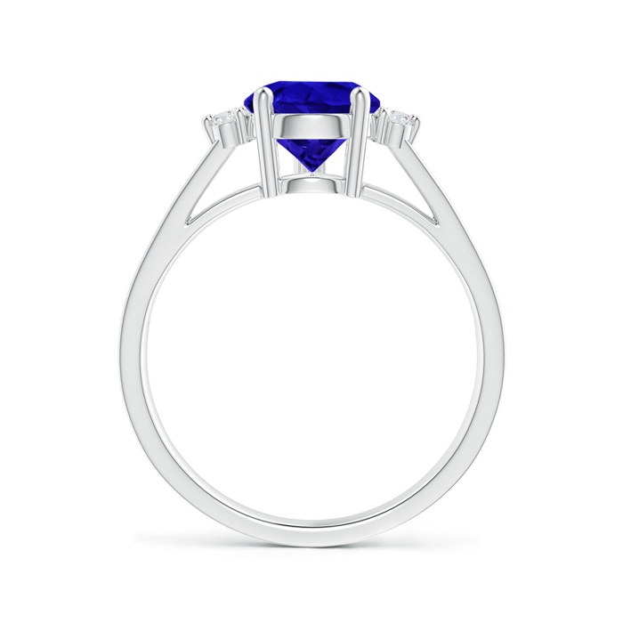 10x7mm AAAA Pear Tanzanite Ring with Triple Diamond Accents in White Gold Side-1