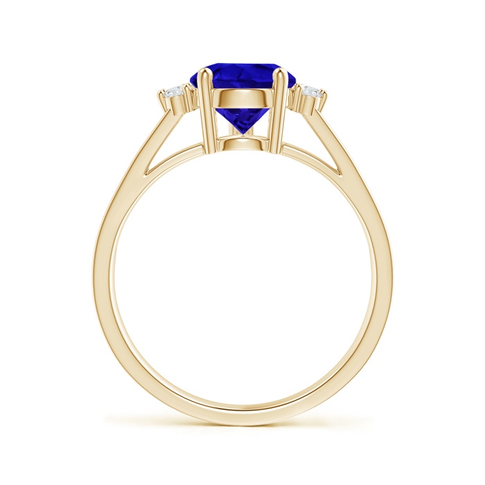 10x7mm AAAA Pear Tanzanite Ring with Triple Diamond Accents in Yellow Gold side-1