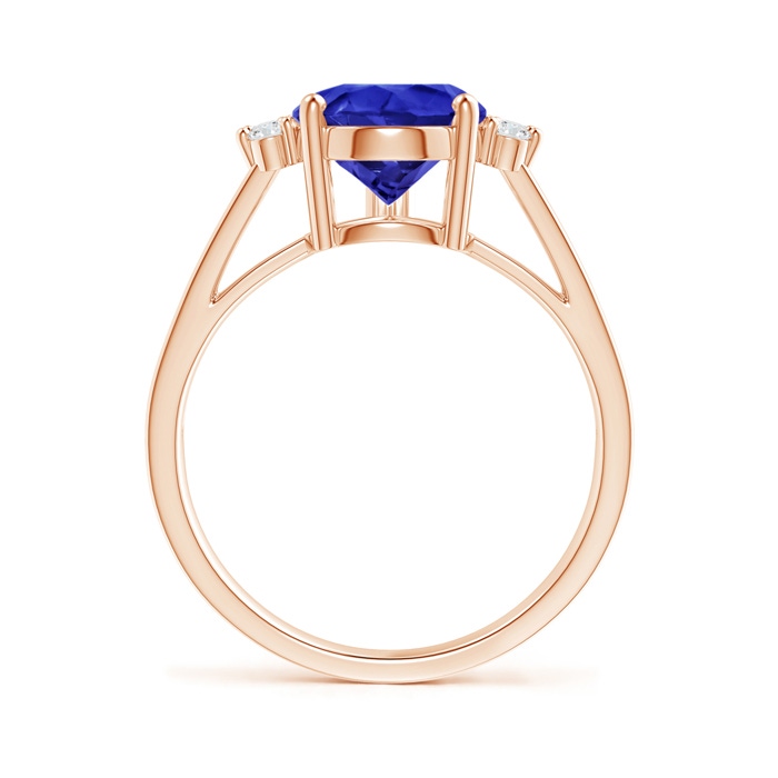 12x8mm AAA Pear Tanzanite Ring with Triple Diamond Accents in Rose Gold Side-1