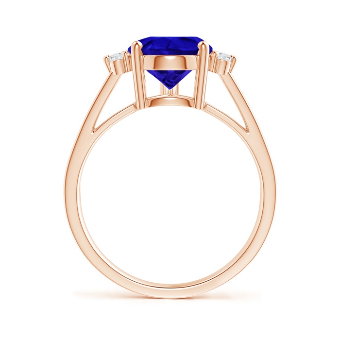 12x8mm AAAA Pear Tanzanite Ring with Triple Diamond Accents in Rose Gold side-1