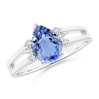 9x6mm A Pear Tanzanite Ring with Triple Diamond Accents in P950 Platinum