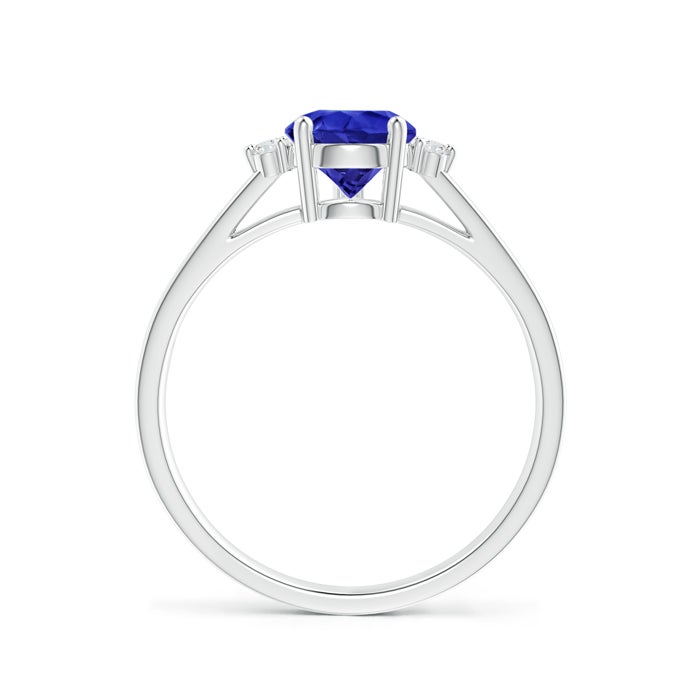 9x6mm AAA Pear Tanzanite Ring with Triple Diamond Accents in White Gold - side 1
