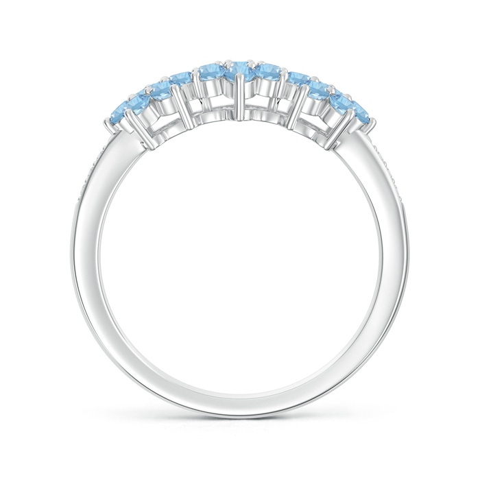 2mm AAA Classic Triple Flower Aquamarine Ring with Diamond Accents in White Gold Product Image