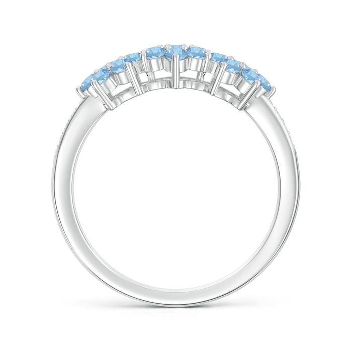 2mm AAA Classic Triple Flower Aquamarine Ring with Diamond Accents in White Gold product image