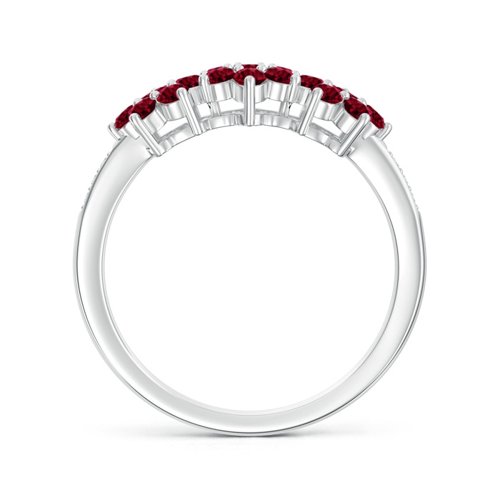 2mm AAA Classic Triple Flower Garnet Ring with Diamond Accents in White Gold product image