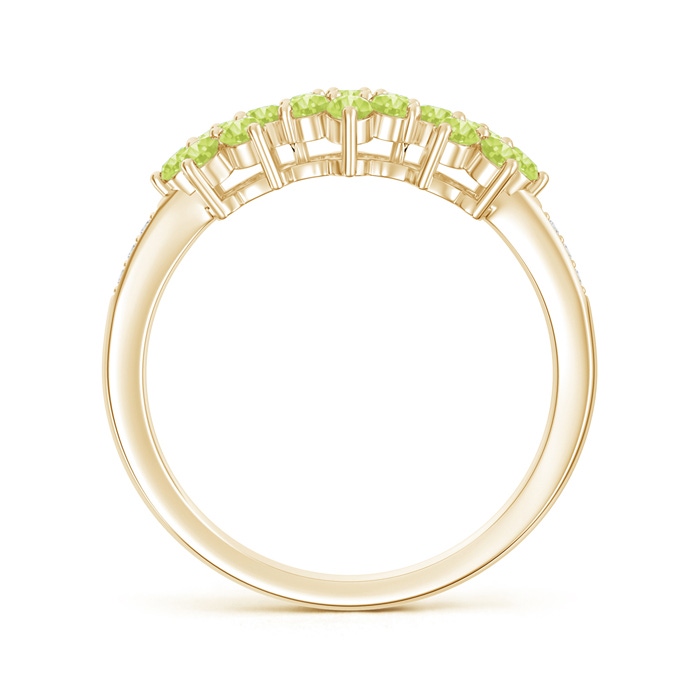 2mm A Classic Triple Flower Peridot Ring with Diamond Accents in 9K Yellow Gold product image