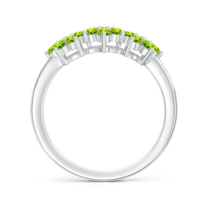 2mm AAA Classic Triple Flower Peridot Ring with Diamond Accents in White Gold product image