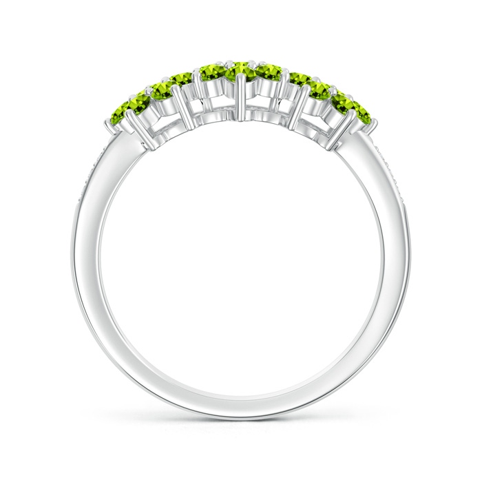 2mm AAAA Classic Triple Flower Peridot Ring with Diamond Accents in White Gold product image