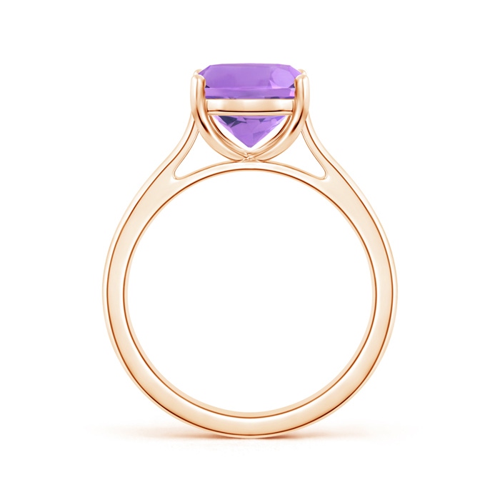 10x8mm A Classic Cushion Amethyst Solitaire Ring in 10K Rose Gold Product Image