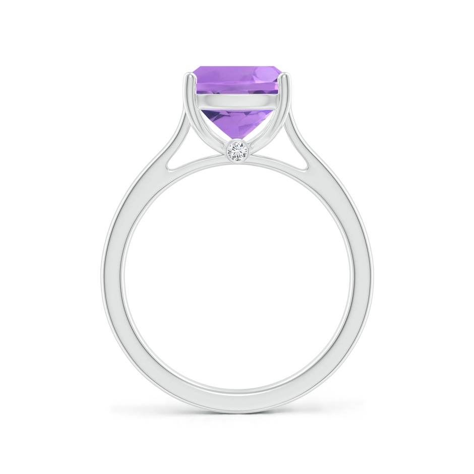 10x8mm A Classic Cushion Amethyst Solitaire Ring with Hidden Accents in S999 Silver side 199
