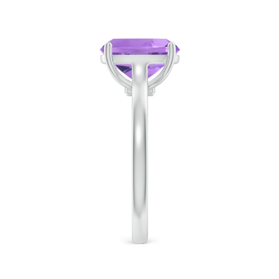 10x8mm A Classic Cushion Amethyst Solitaire Ring with Hidden Accents in S999 Silver side 299
