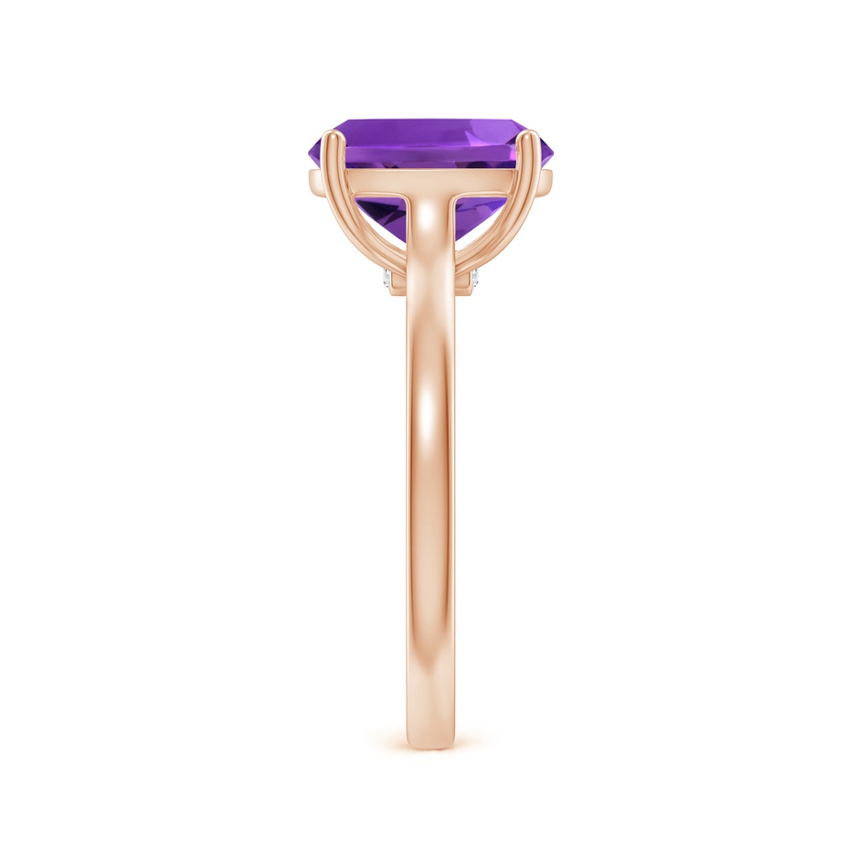 10x8mm AAAA Classic Cushion Amethyst Solitaire Ring with Hidden Accents in 18K Rose Gold side 299