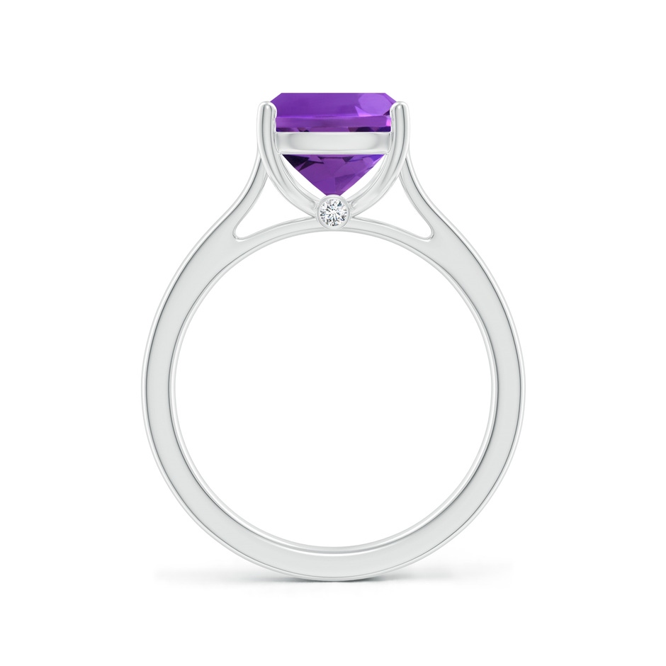 10x8mm AAAA Classic Cushion Amethyst Solitaire Ring with Hidden Accents in 18K White Gold side 199