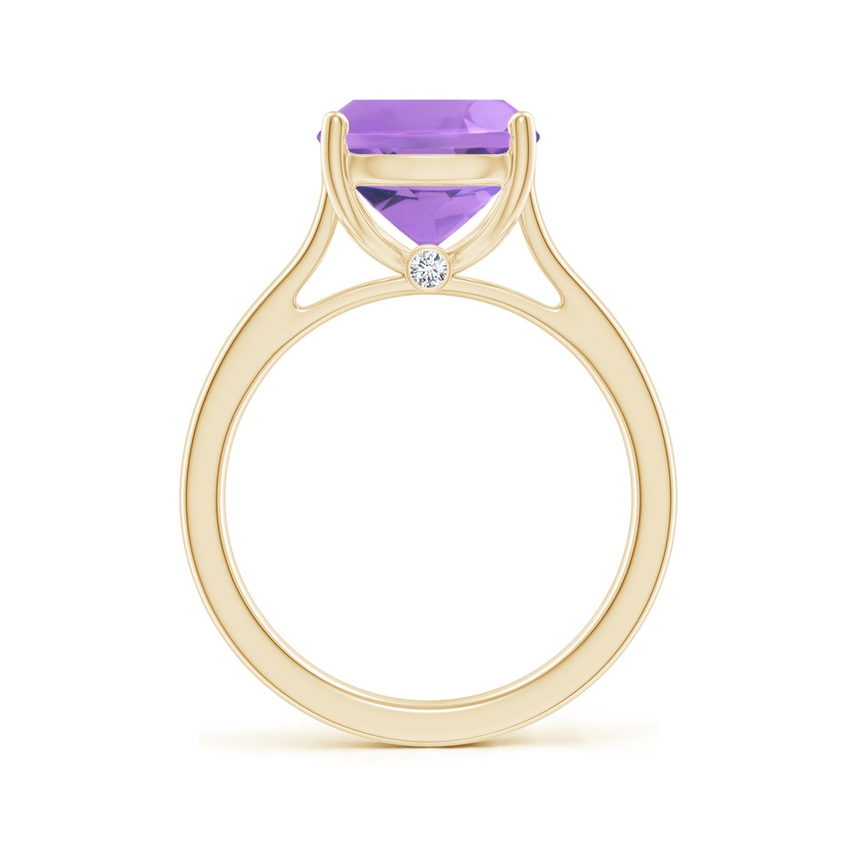 11x9mm A Classic Cushion Amethyst Solitaire Ring with Hidden Accents in 10K Yellow Gold side 199
