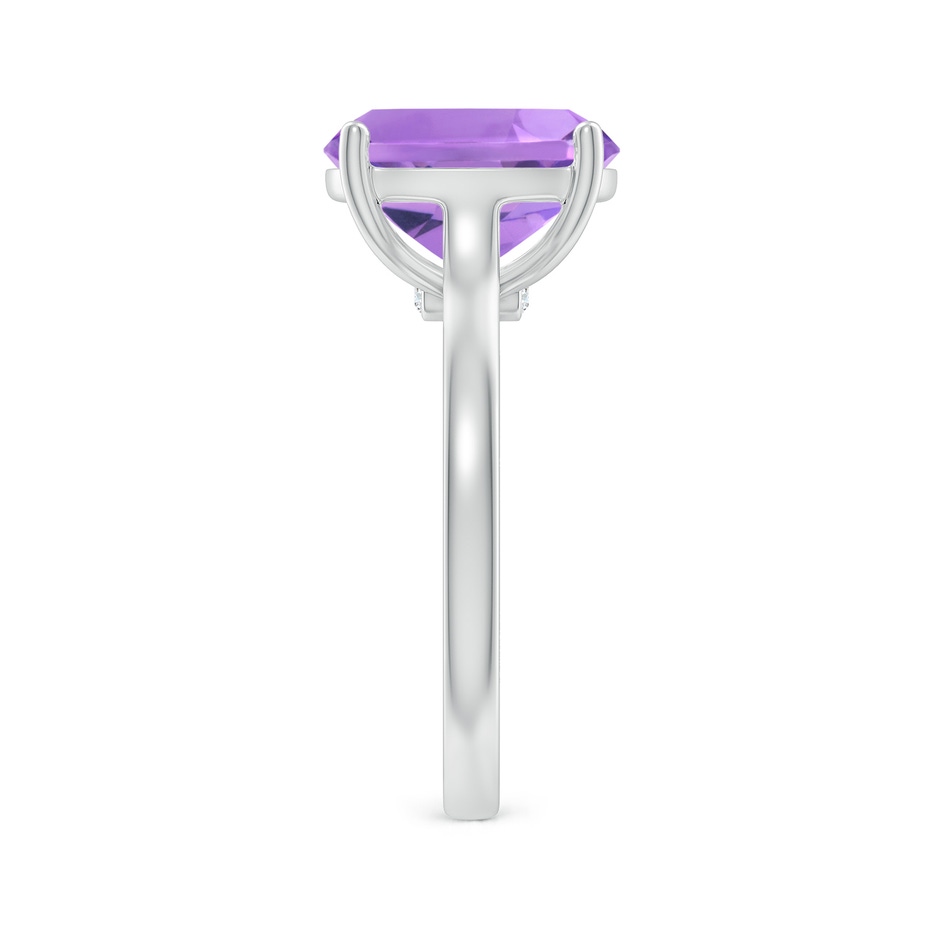 11x9mm A Classic Cushion Amethyst Solitaire Ring with Hidden Accents in S999 Silver side 299