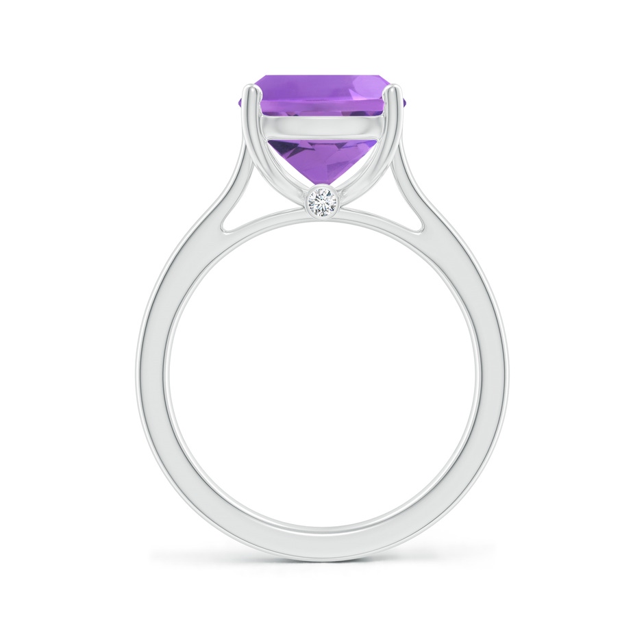 11x9mm AA Classic Cushion Amethyst Solitaire Ring with Hidden Accents in P950 Platinum side 199