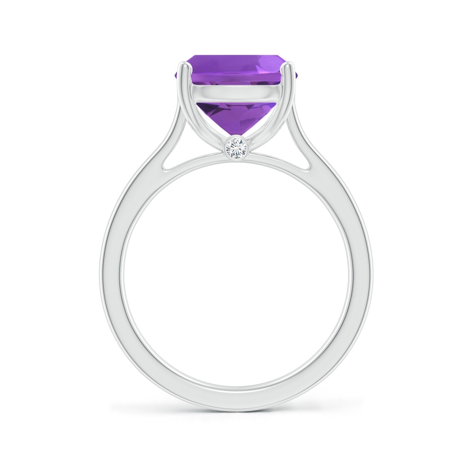 11x9mm AAA Classic Cushion Amethyst Solitaire Ring with Hidden Accents in 18K White Gold side 199