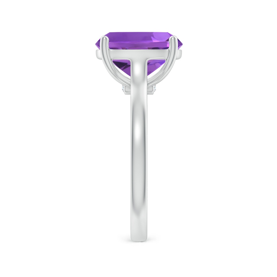11x9mm AAA Classic Cushion Amethyst Solitaire Ring with Hidden Accents in S999 Silver side 299