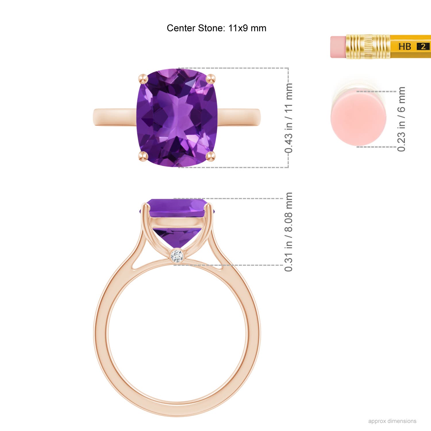 AAAA - Amethyst / 3.53 CT / 14 KT Rose Gold