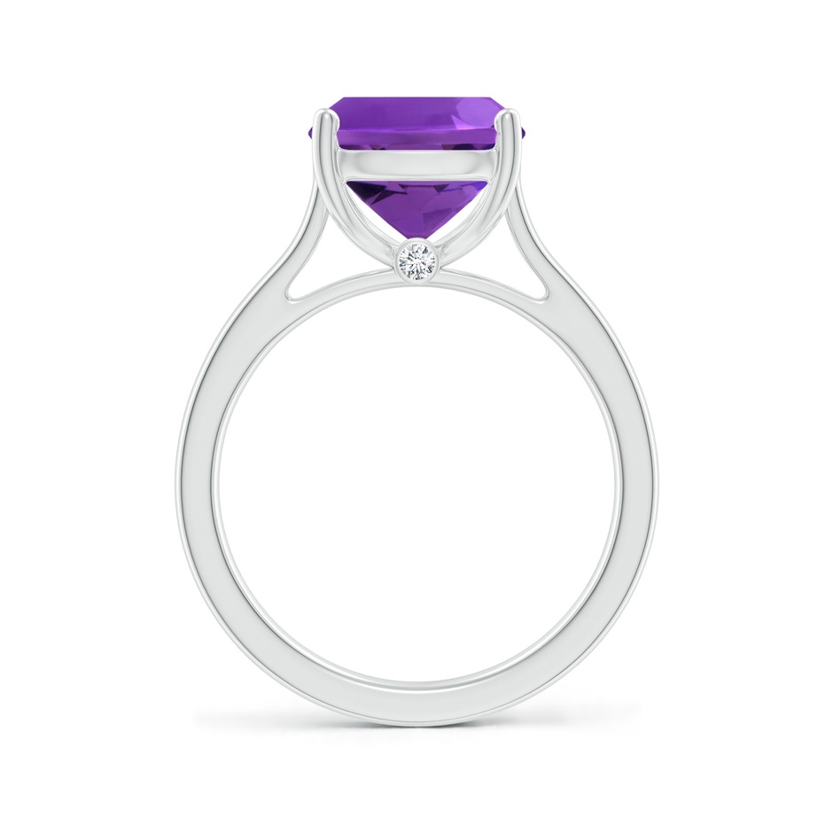11x9mm AAAA Classic Cushion Amethyst Solitaire Ring with Hidden Accents in S999 Silver side 199