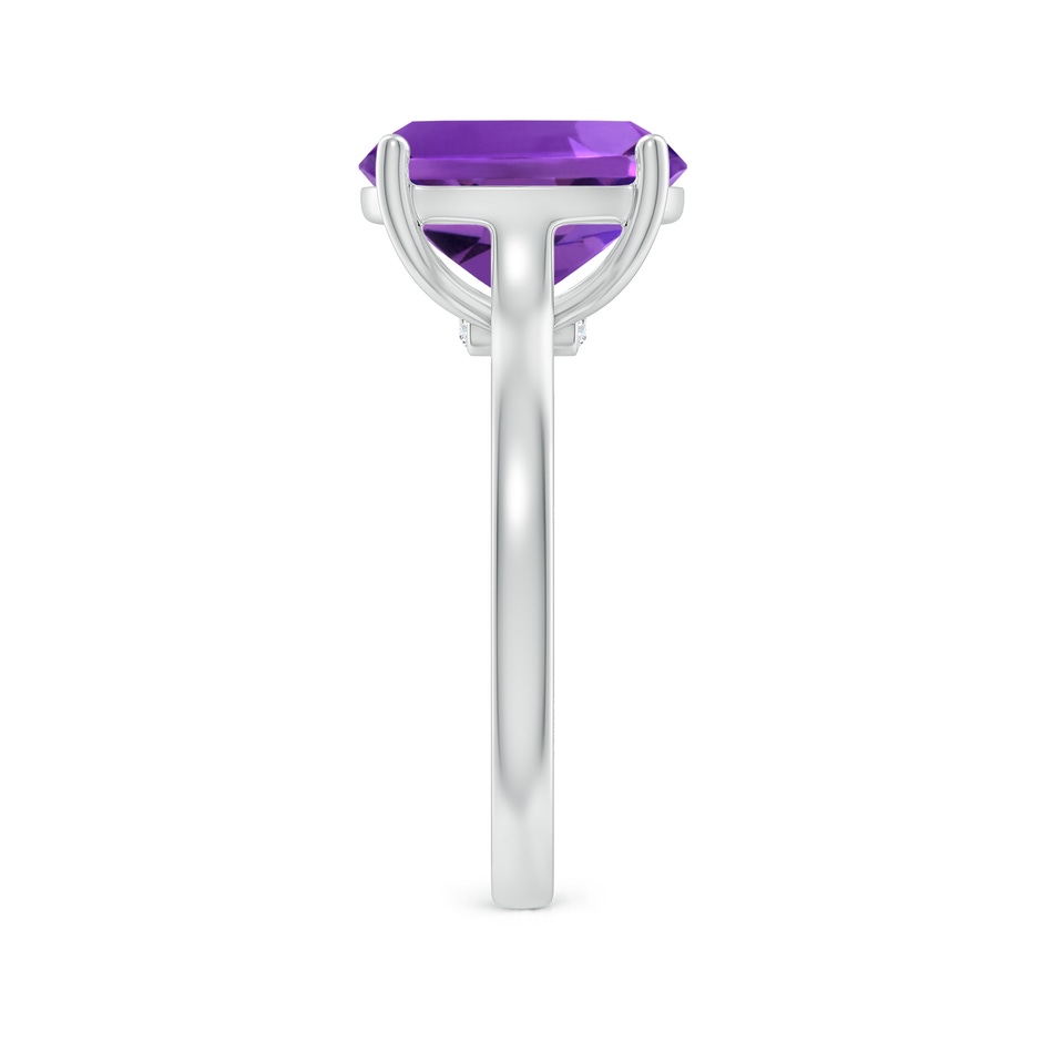 11x9mm AAAA Classic Cushion Amethyst Solitaire Ring with Hidden Accents in S999 Silver side 299