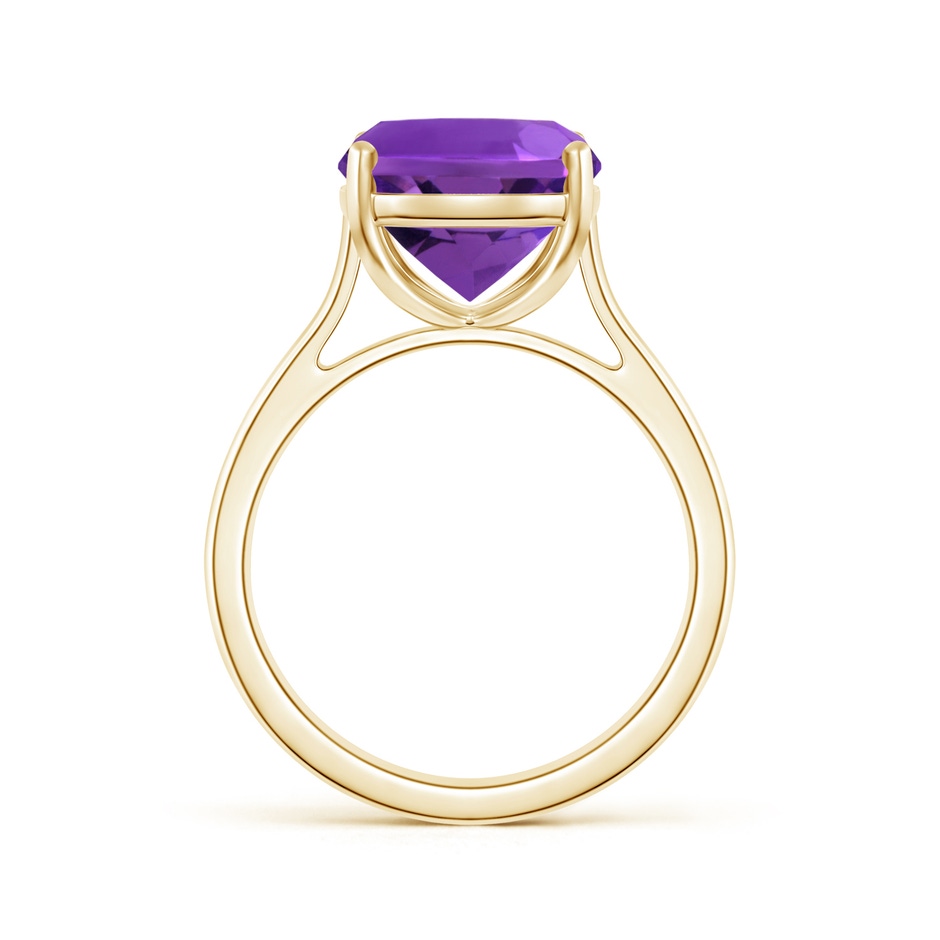 12x10mm AAAA Classic Cushion Amethyst Solitaire Ring with Hidden Accents in 18K Yellow Gold side 199