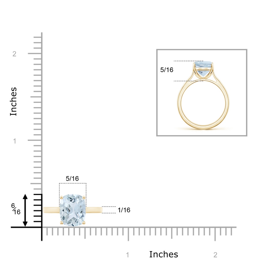 10x8mm A Classic Cushion Aquamarine Solitaire Ring in 10K Yellow Gold product image