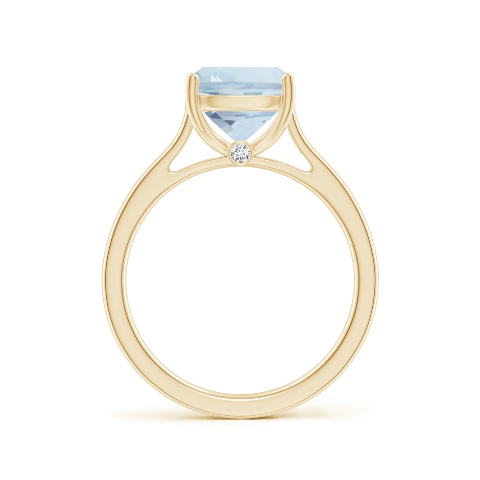 10x8mm A Classic Cushion Aquamarine Solitaire Ring in Yellow Gold side-1