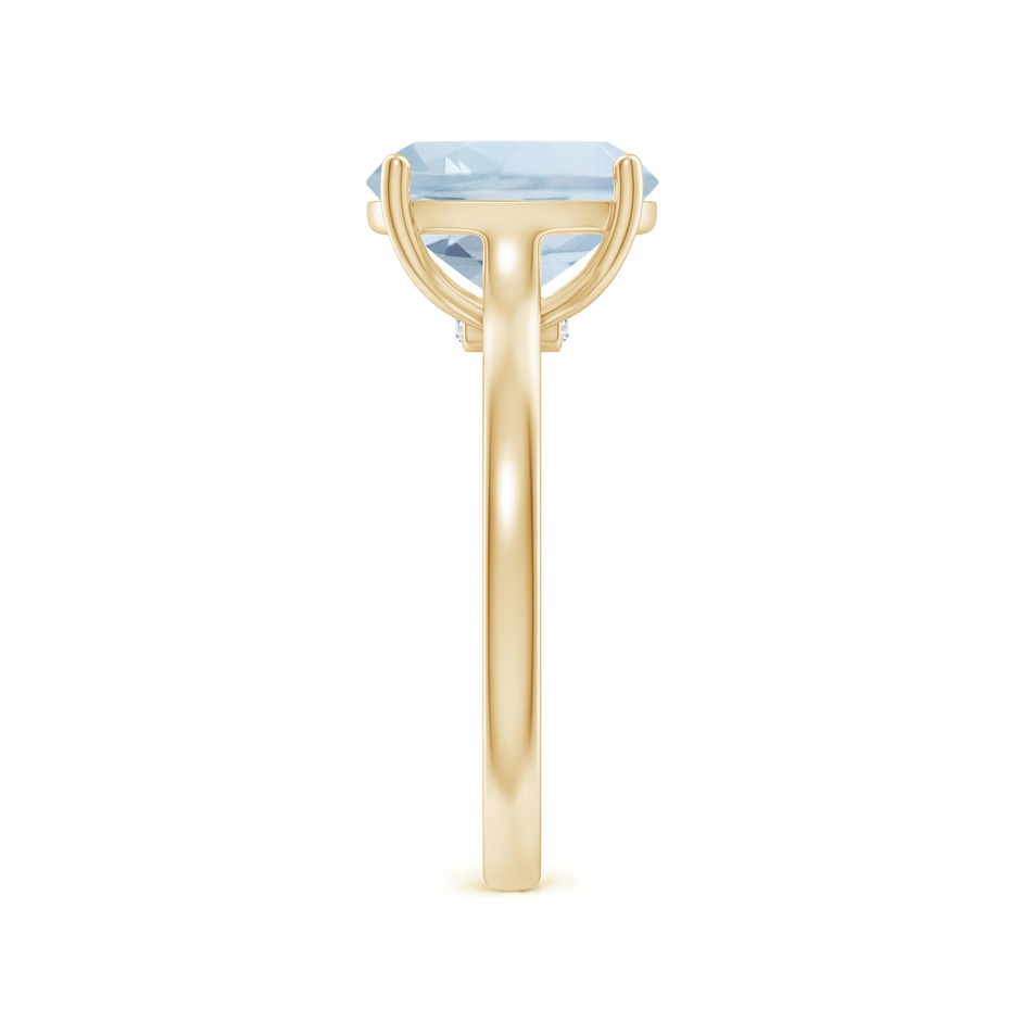 10x8mm A Classic Cushion Aquamarine Solitaire Ring in Yellow Gold side-2