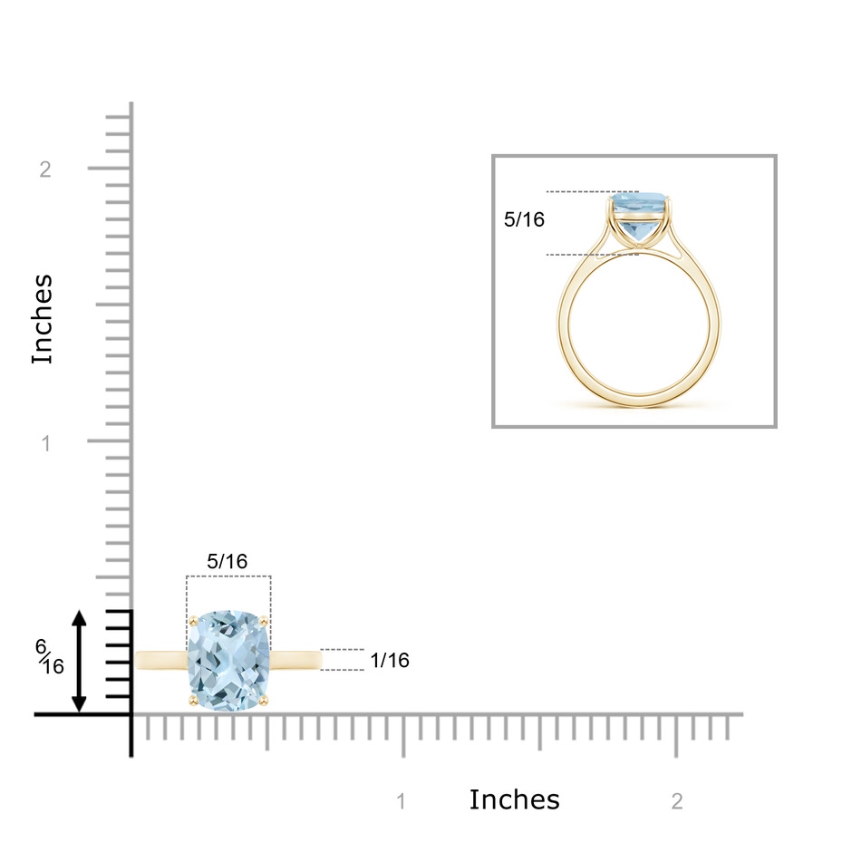 10x8mm AA Classic Cushion Aquamarine Solitaire Ring in 10K Yellow Gold product image