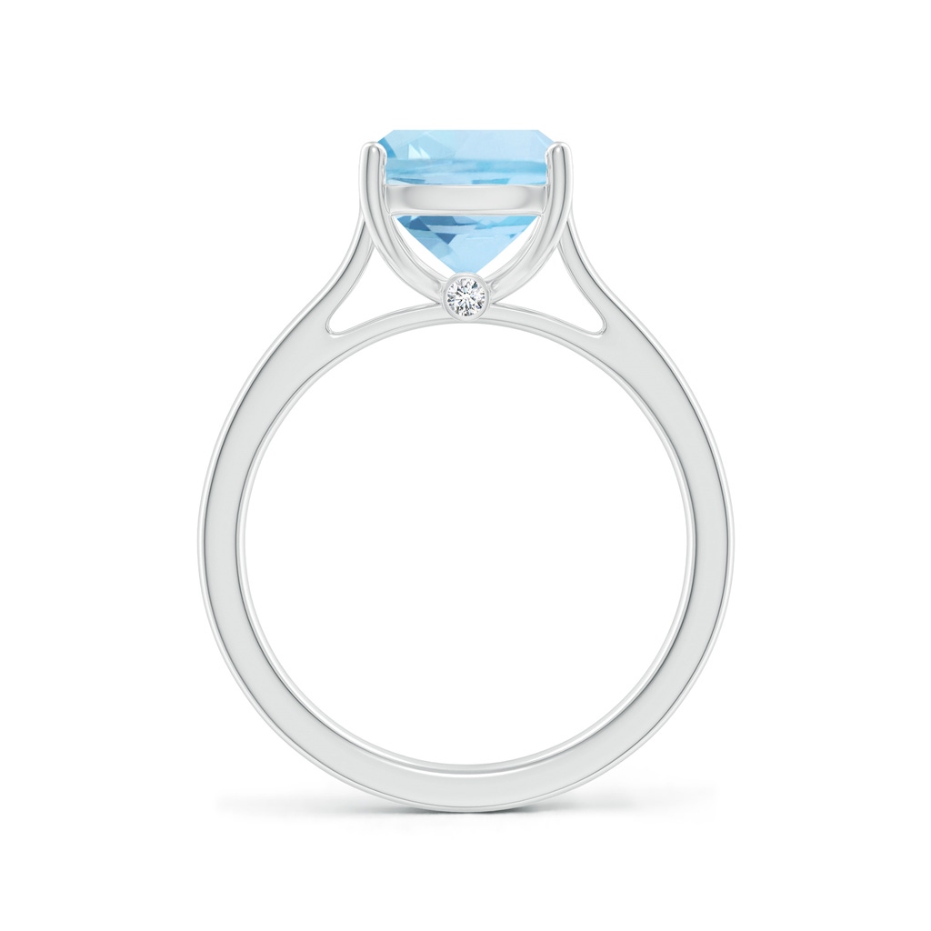10x8mm AAA Classic Cushion Aquamarine Solitaire Ring in White Gold - side_1