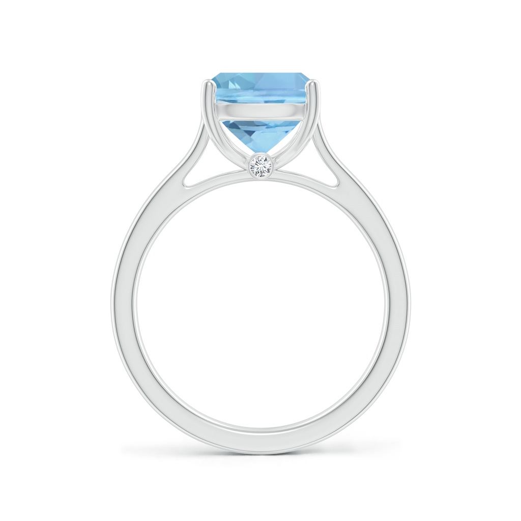 10x8mm AAAA Classic Cushion Aquamarine Solitaire Ring in White Gold - side_1