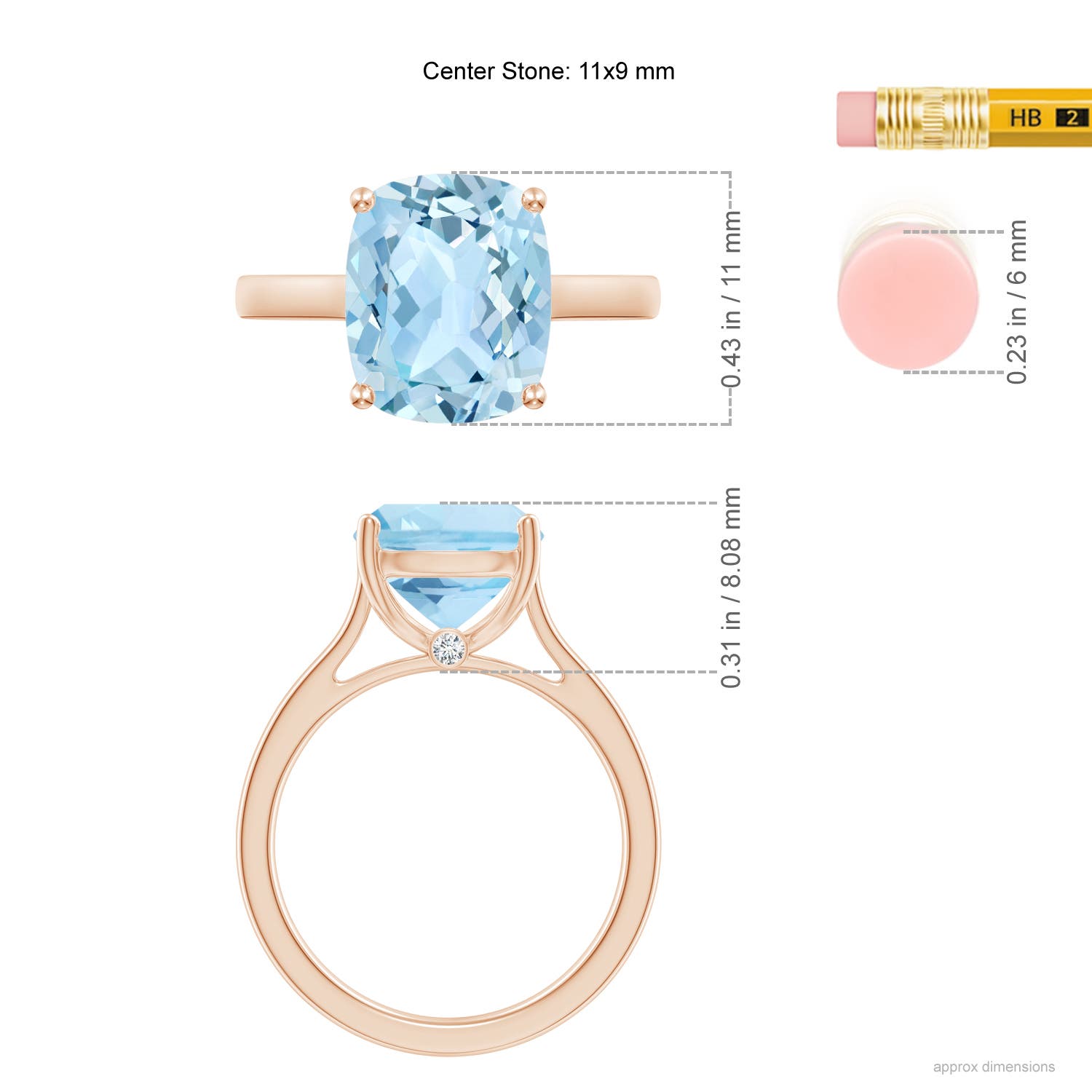 AAA - Aquamarine / 3.48 CT / 14 KT Rose Gold