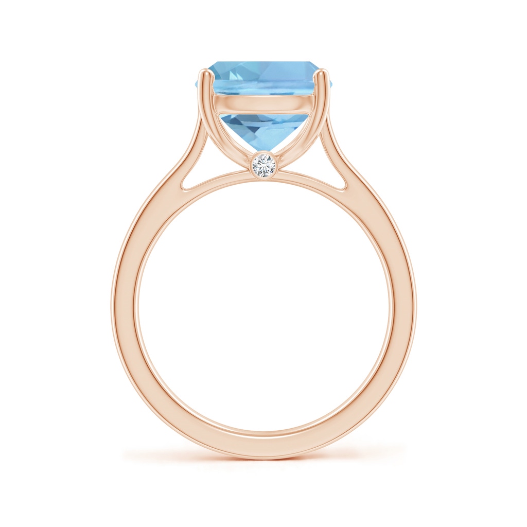 11x9mm AAAA Classic Cushion Aquamarine Solitaire Ring with Hidden Accents in 9K Rose Gold - side_1