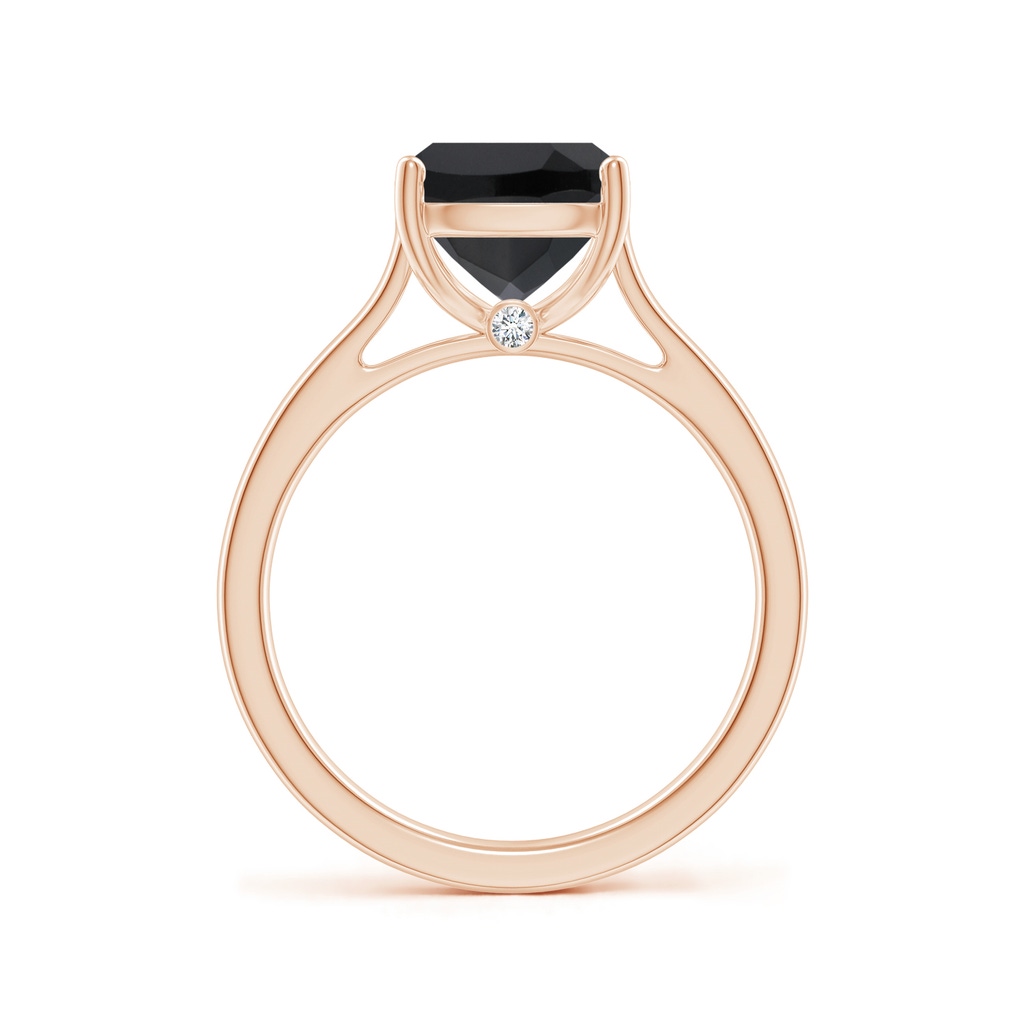 10x8mm AAA Classic Cushion Black Onyx Solitaire Ring in Rose Gold Side-1